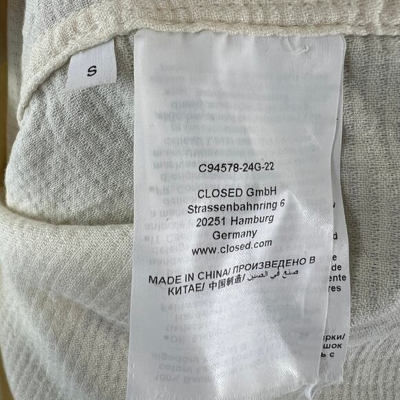 CLOSED Yellow Top Waffle Collared Curved Hem Drop Shoulder Button-Up Size Small - Picture 6 of 7